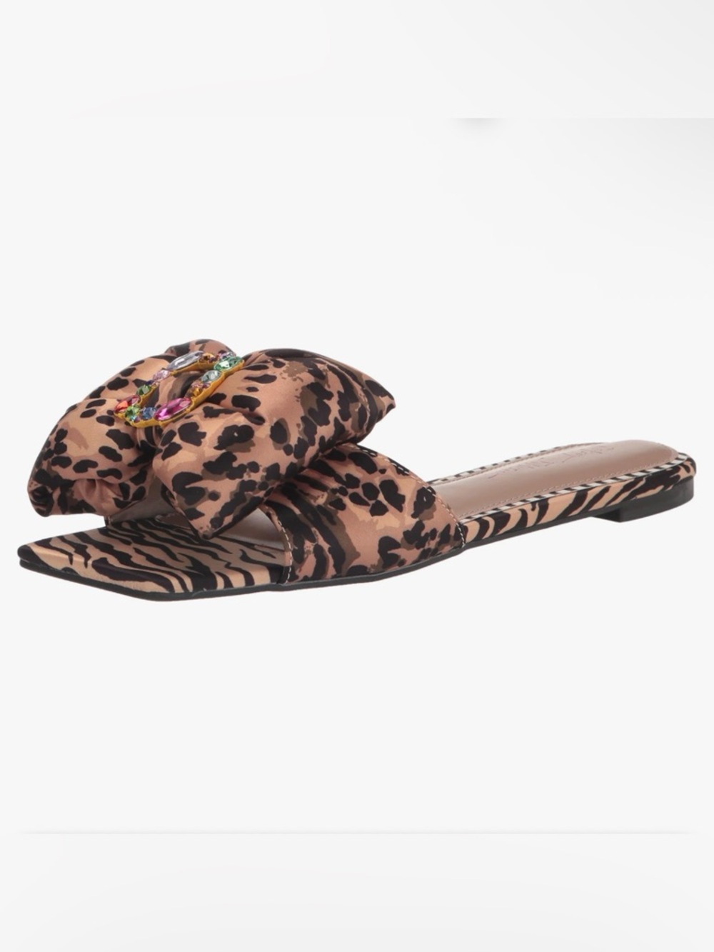 NEW Betsey Johnson Women's Daisy Slide Leopard Print Bow Sandal - Size 10